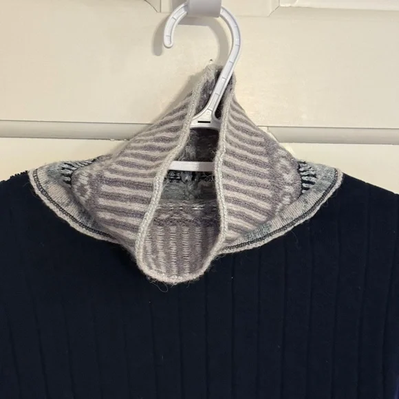 Free People Navy and Gray Cowl Neck Sweater - Picture 3 of 8